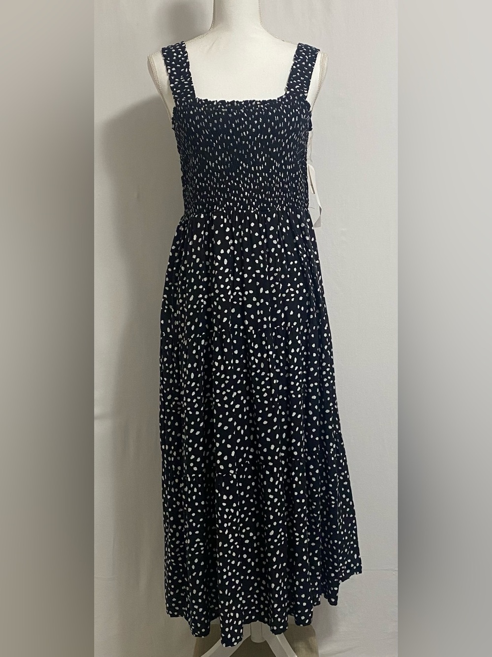 beachlunchlounge Black and White Polka Dot Maxi Dress